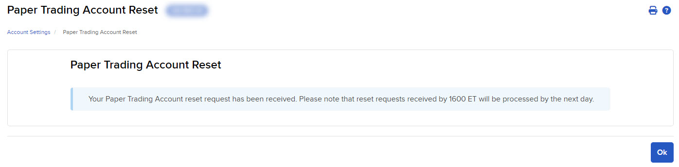 Image of the paper account reset request. 